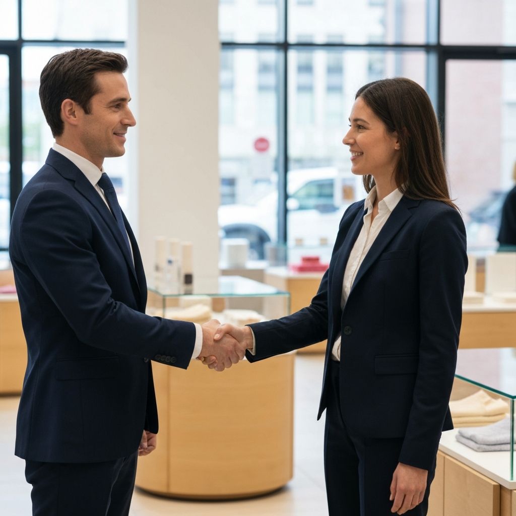 Ejecutivos cerrando negocios retail