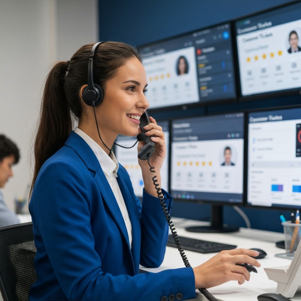 Agente de soporte brindando atención al cliente con Salesforce Service