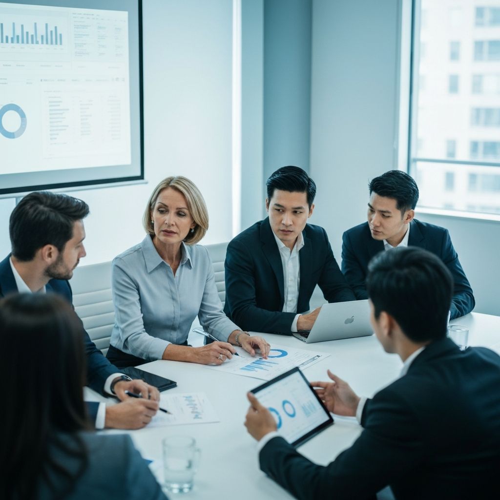 Equipo de consultoría analizando métricas de servicio al cliente