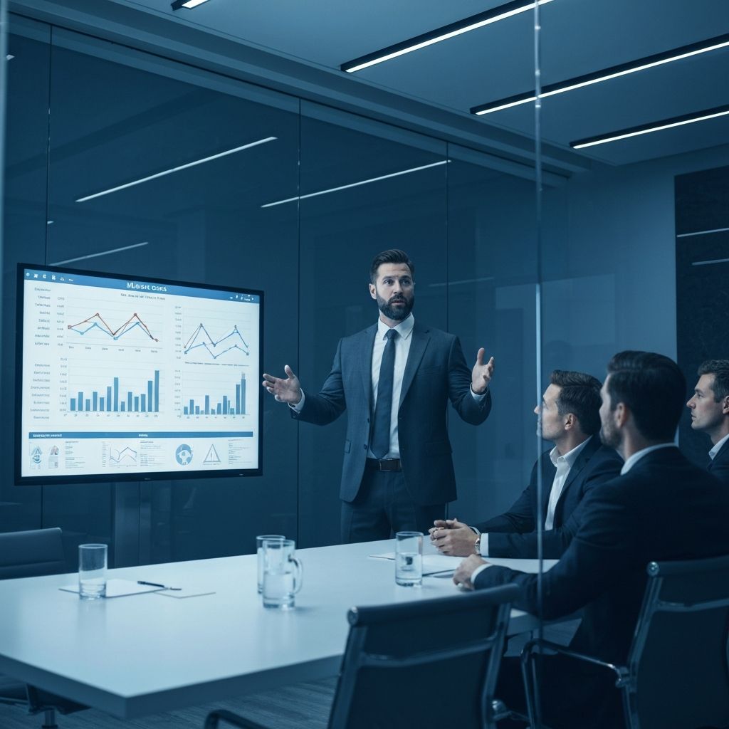 Ejecutivos analizando datos de mercado y tendencias de servicio al cliente